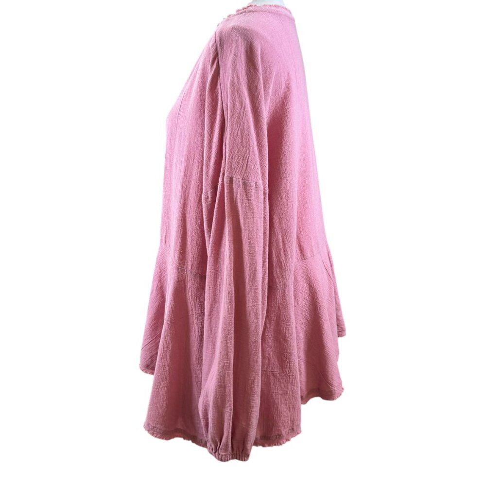 Free People Textured Peplum Hem Top in Dusty Rose Pink – Size M - Picture 5 of 9